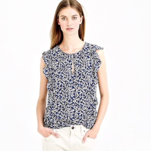 J.Crew Cascade Ruffle Blouse in Floral - Picture 1 of 8